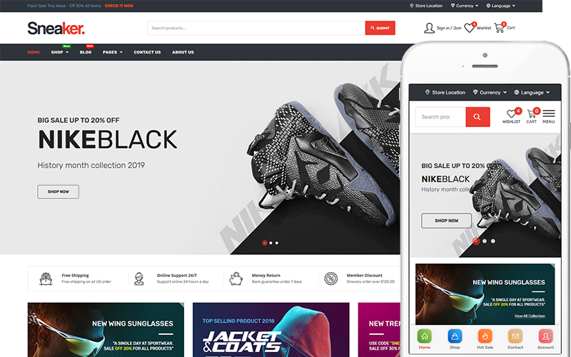 Sneaker - Theme for Shoes, Sneaker Stores WooCommerce Theme