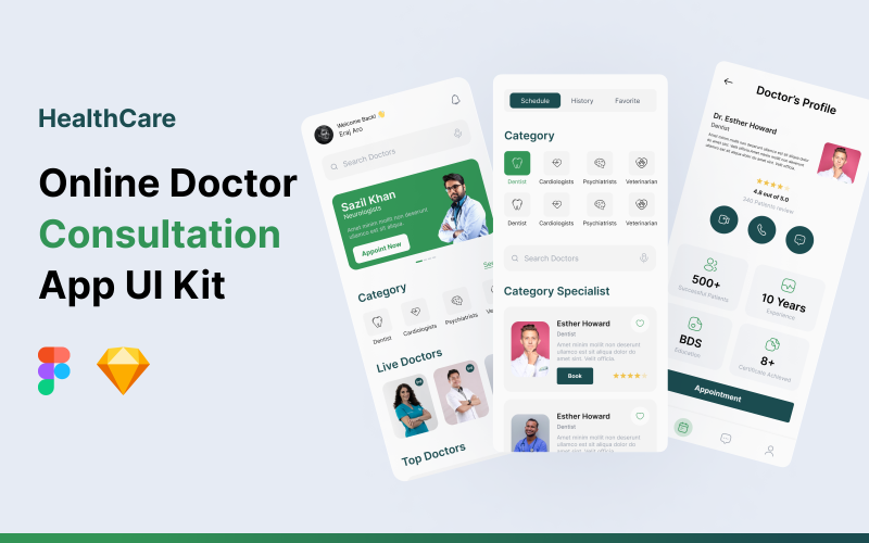 Zdravotní péče – sada uživatelského rozhraní pro konzultace s lékaři
