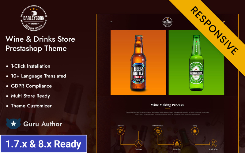 Barleycon - Vin- och dryckesbutik Prestashop Responsive Theme