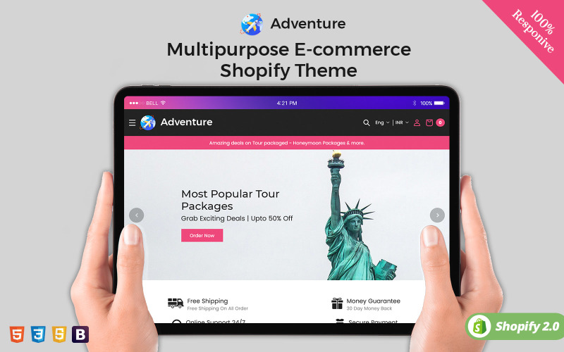 Billet d'aventure en ligne - Forfait de voyage Thème Shopify OS 2.0