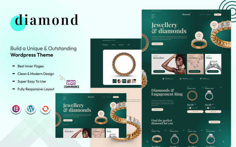 Diamant - En lysande tillgång - WooCommerce Elementor-tema