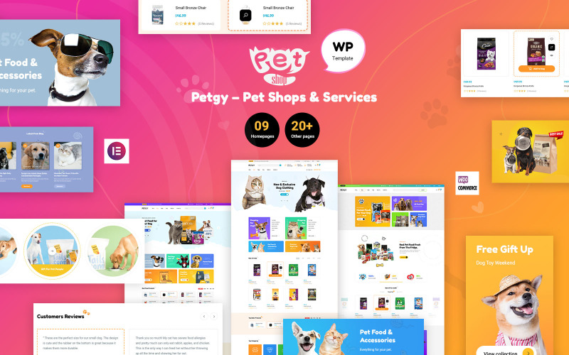 Petgy – тема WordPress для зоомагазинів і послуг Elementor