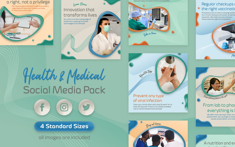 Egészségügyi és orvosi közösségi média csomag