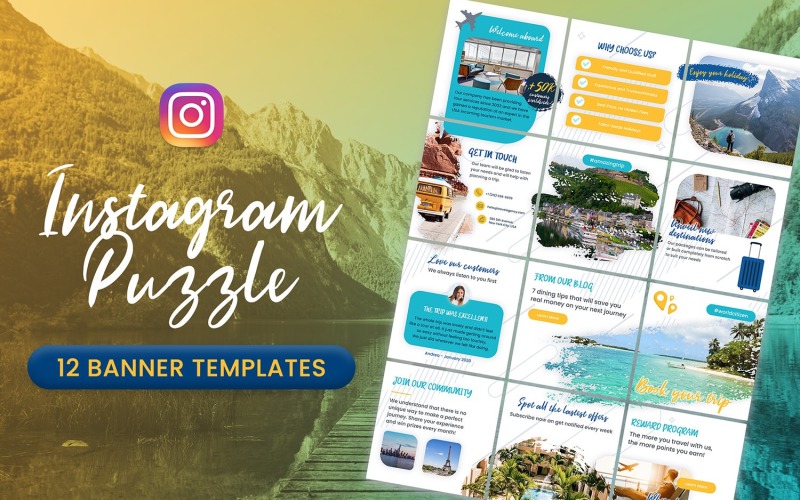 Instagram拼图-旅游和假期横幅模板