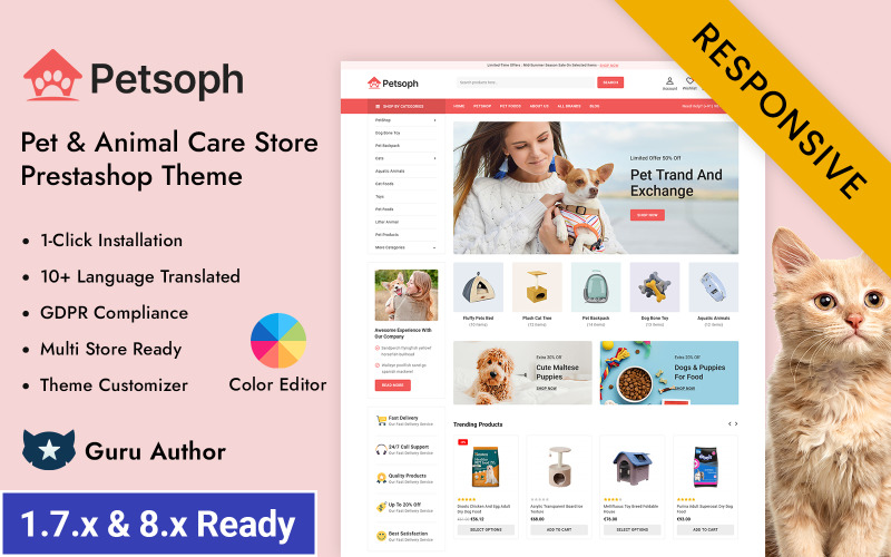 Petsoph - Thème réactif Prestashop pour animalerie et soins aux animaux