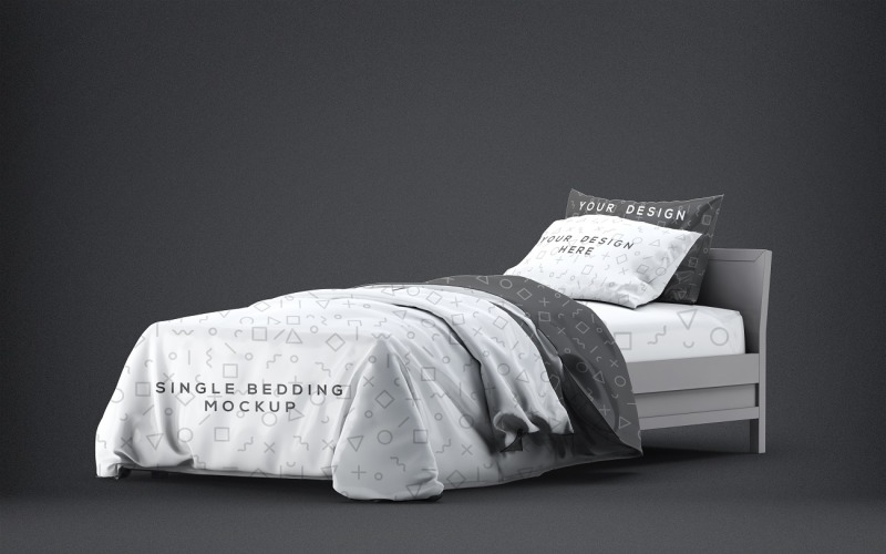 床-单人床上用品模型