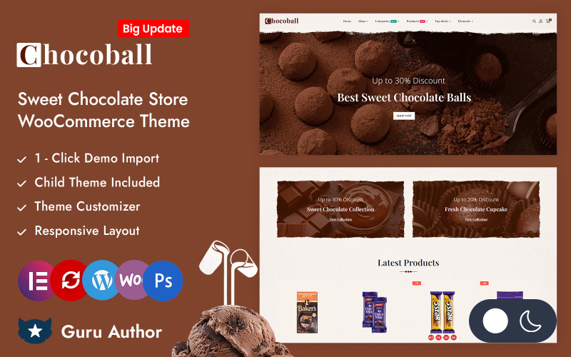 Chocoball – Schokoladen-, Kuchen- und Bäckereigeschäft Elementor WooCommerce Responsive Theme