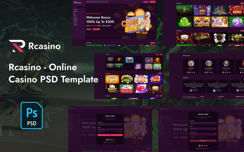 Rcasino — szablon PSD kasyna online