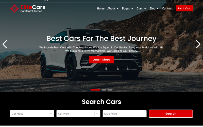 EliteCars - Araba Kiralama React Web Sitesi Şablonu