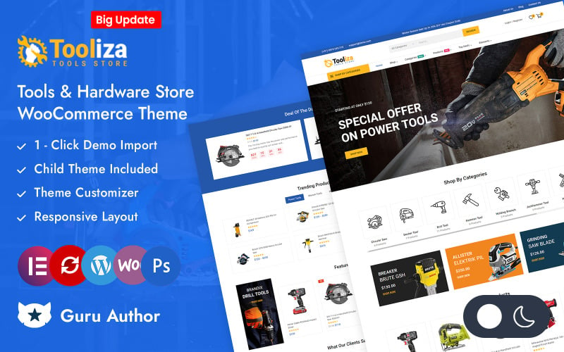 Tooliza - Tienda de herramientas y ferretería Elementor WooCommerce Responsive Theme