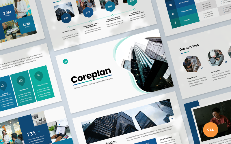 Coreplan -用于商业计划演示的谷歌演示模板