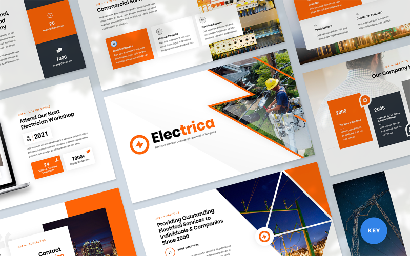 Electrica – PowerPoint-Vorlage für die Präsentation von Elektrodienstleistungen
