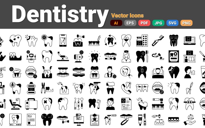 Pacchetto icone odontoiatria | IA |EPS| SVG