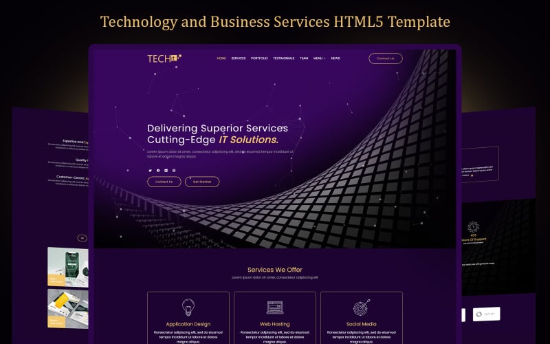 技术IT -通用响应式登陆页模板的技术和商业服务