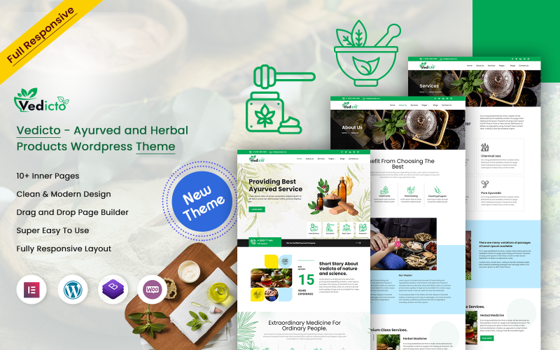 Vedicto Ayurved and 草药产品 WordPress Theme
