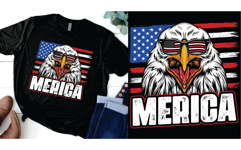 4 juli Eagle Freedom Murica Merica USA Onafhankelijkheidsdag TShirt