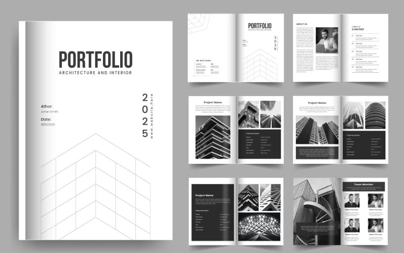 Portfolio-Vorlage für Architektur und Innenarchitektur im A4-Standardformat