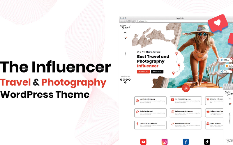 The Influencer - cestování a fotografie wordpres a woocommerce elementor téma