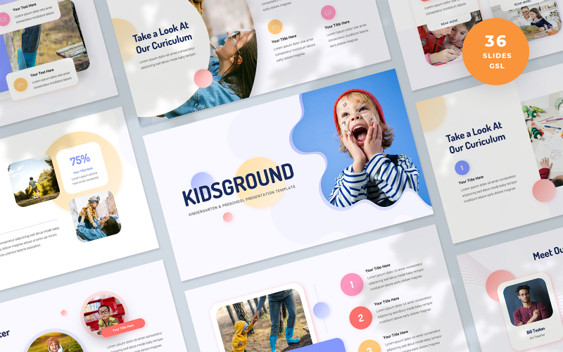 Kidsground - Детский сад и дошкольная презентация Шаблон слайдов Google