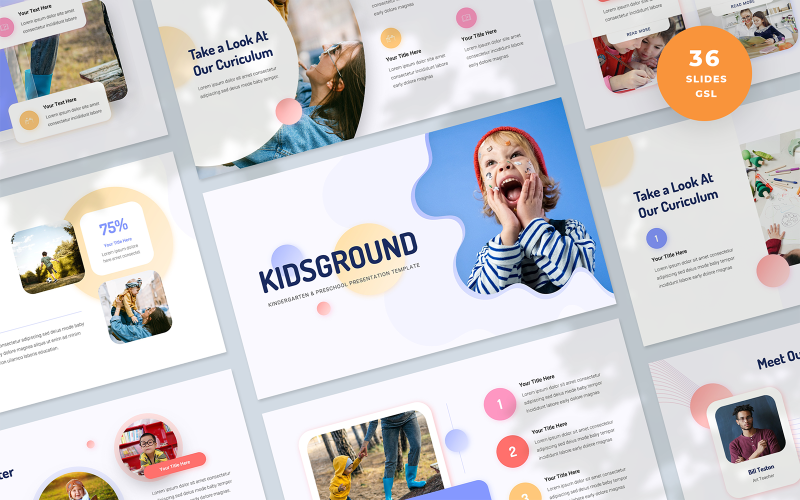 Kidsground -幼儿园和学前班演示谷歌幻灯片模板