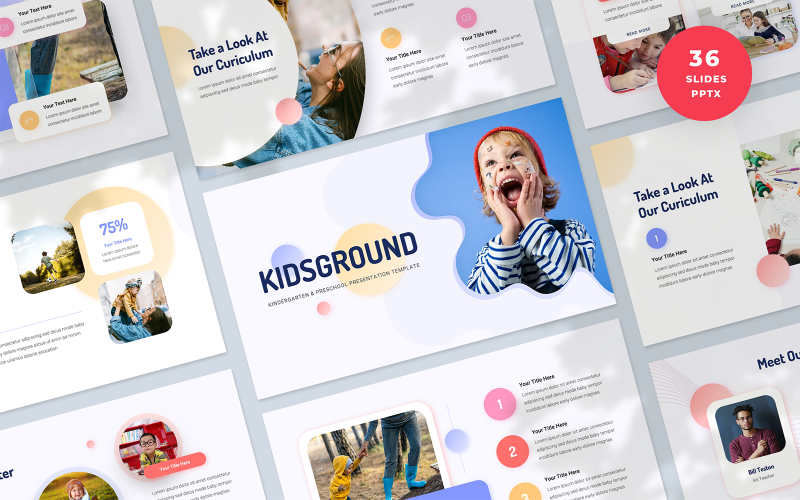 Kidsground - Kindergarten and Preschool Presentation Шаблон PowerPoint