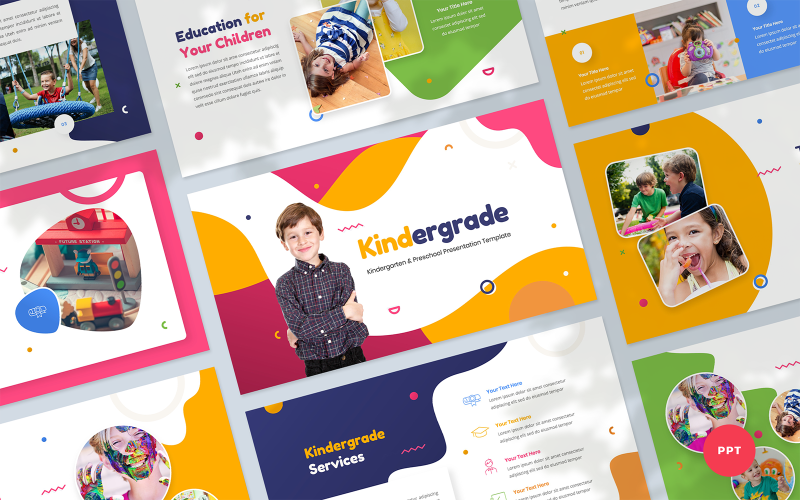 Kindergrade - modelo de 演示文稿 de apresentação de jardim de infância e pré-escola