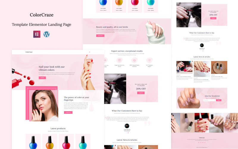 ColorCraze - цільова сторінка салону нігтів і догляду за красою Elementor