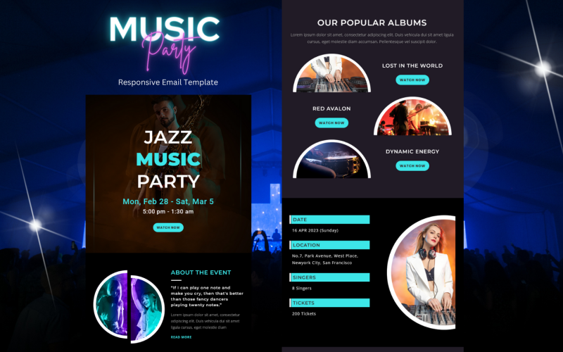 Musikparty – Mehrzweck-Responsive-E-Mail-Vorlage