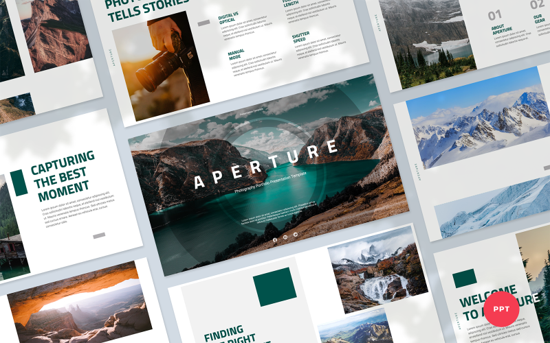 Aperture - Fotoğrafçılık Portföyü Sunumu PowerPoint Şablonu