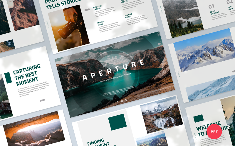 Aperture - Modèle PowerPoint de présentation de portfolio de photographie