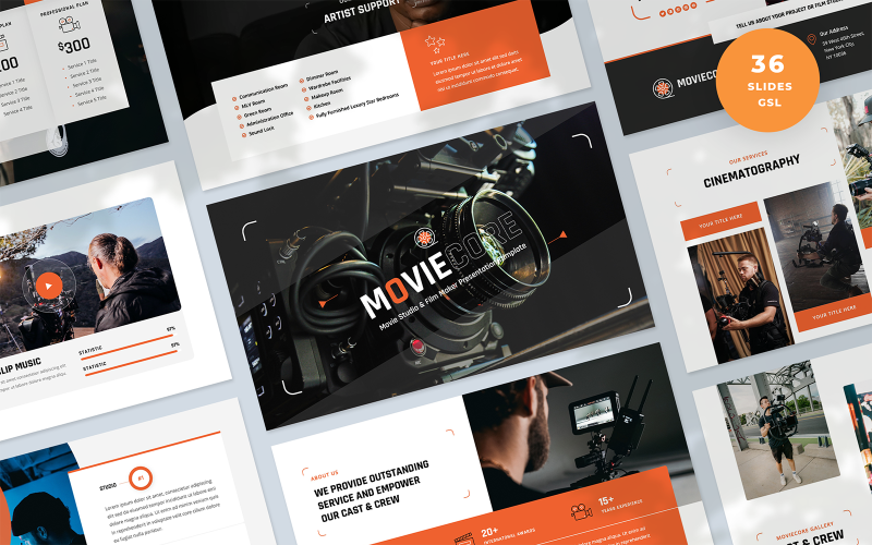 Moviecore -介绍电影工作室和电影制作人谷歌幻灯片模板