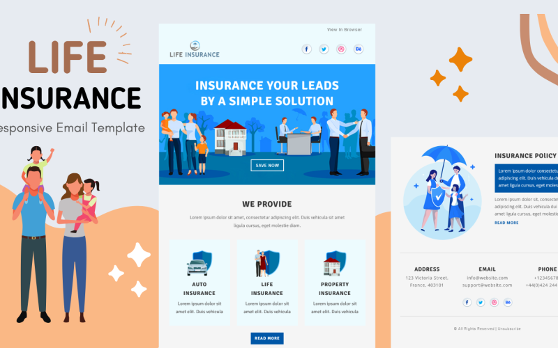 Ubezpieczenie na życie – responsywny szablon wiadomości e-mail