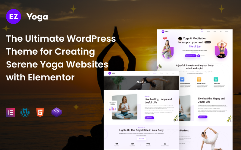 EZ Yoga: – Najlepszy responsywny motyw WordPress do tworzenia stron internetowych o spokojnej jodze za pomocą Elementora