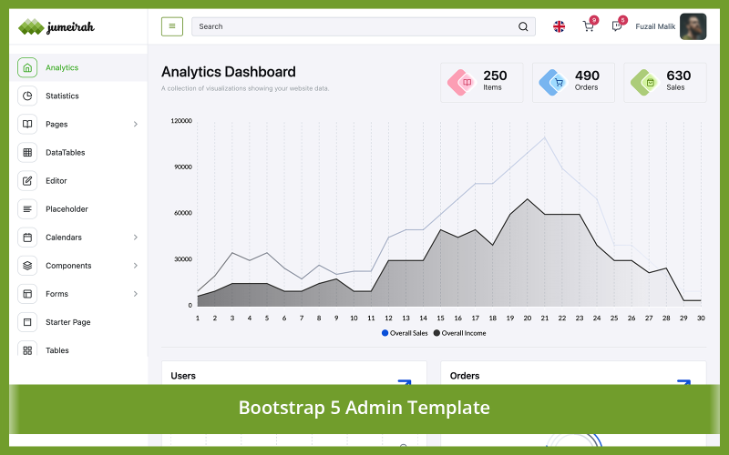 Jumeirah - Bootstrap 5管理仪表板模板