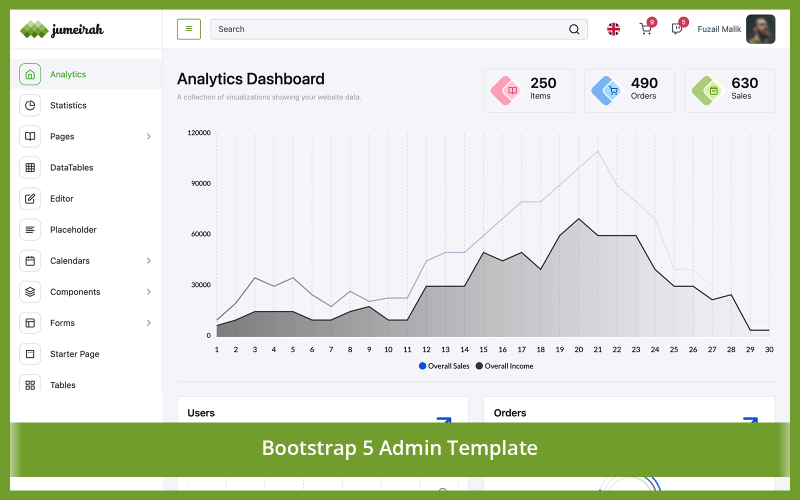 Jumeirah - Bootstrap 5 Yönetici Kontrol Paneli Şablonu