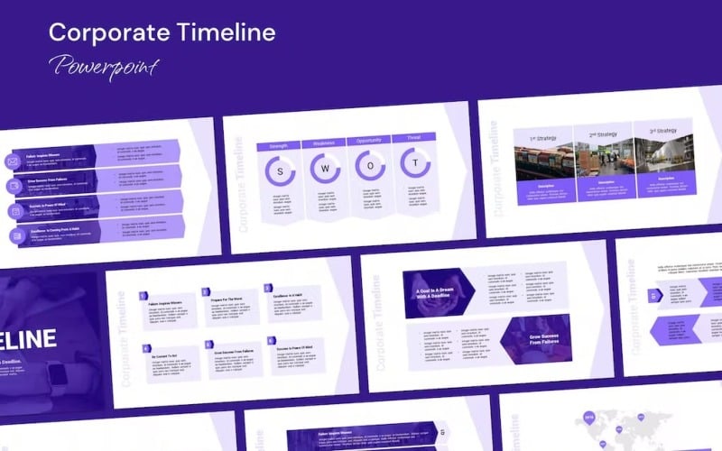 公司时间表紫色- Powerpoint