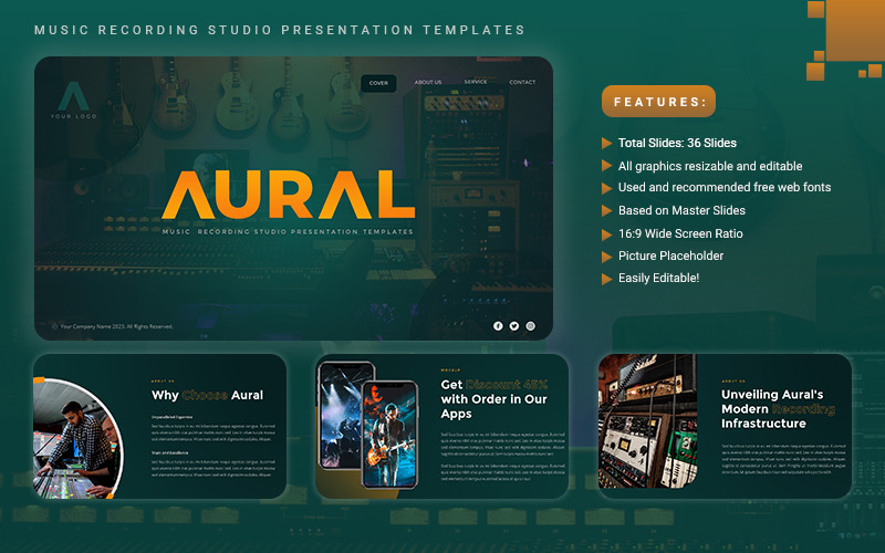 Aural - Plantilla Keynote de estudio de grabación de música