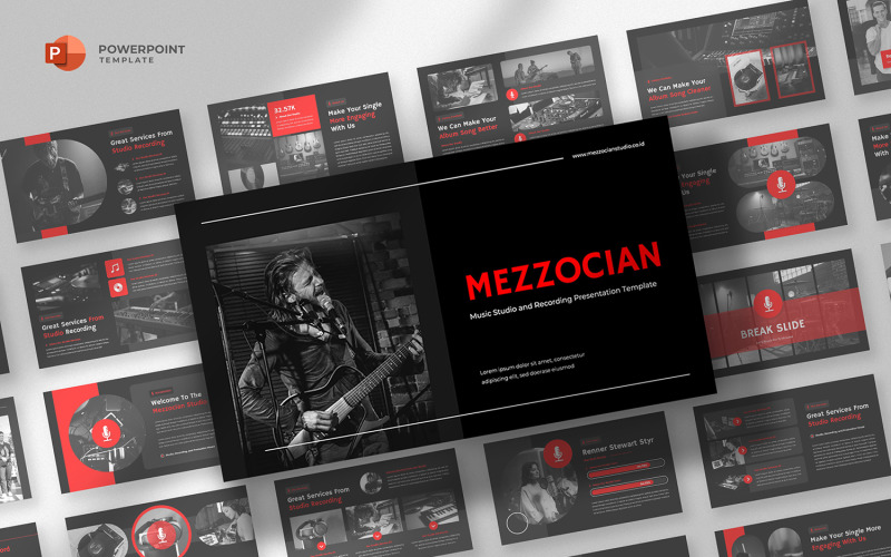 Mezzocian -用于音乐制作和录音棚的powerpoint模板