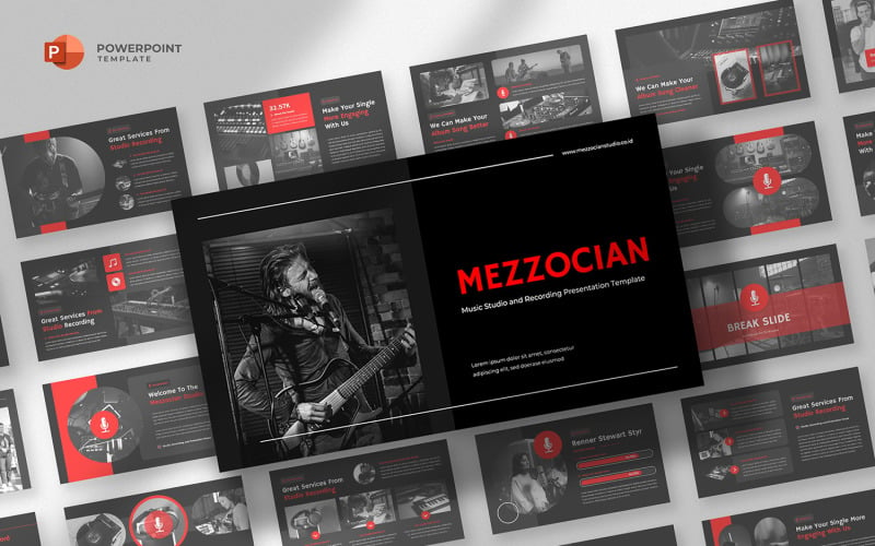 Mezzociian -音乐制作和录音工作室的Powerpoint模板