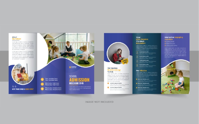 Kids back to school admission or Education trifold brochure vector, School Brochure Design