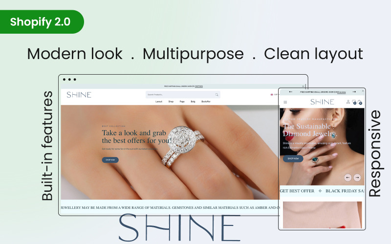 Shine - Bästa mångsidiga Shopify-tema för e-handel