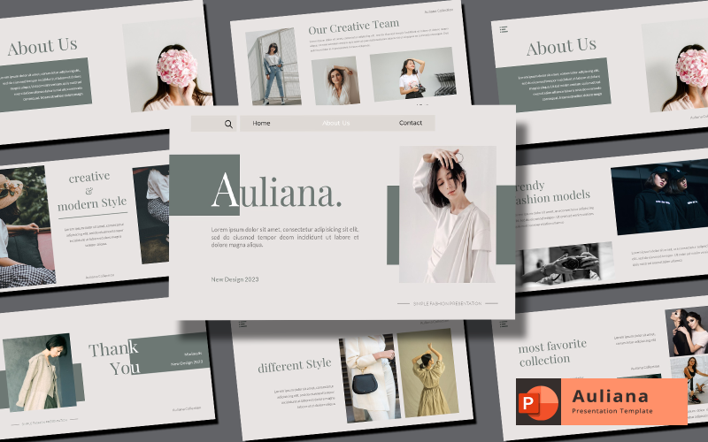 Auliana - Un modèle de présentation PowerPoint de mode créative et simple