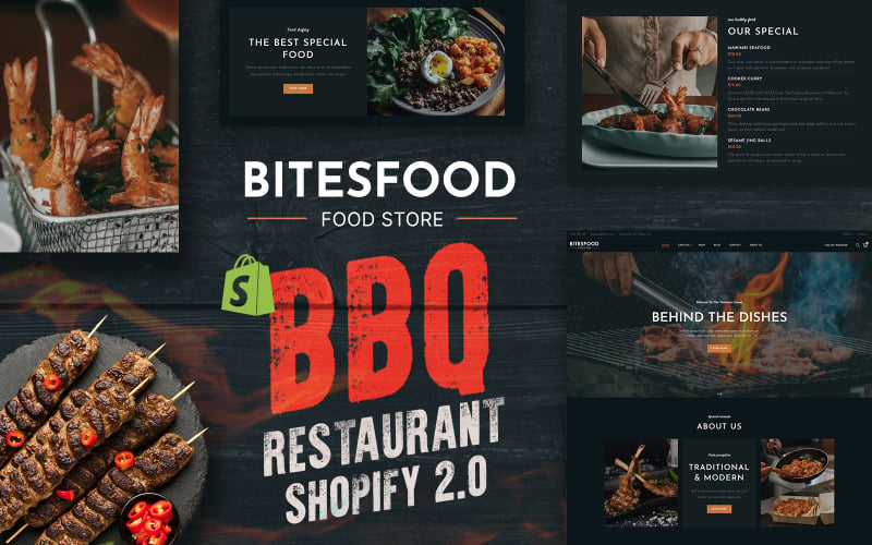 Bitesfood - гриль-барбекю-ресторан Shopify Тема