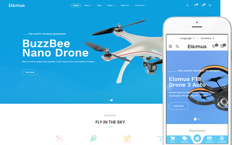 Elomus - Tema para Drone, Quadcopter Shop WooCommerce Theme