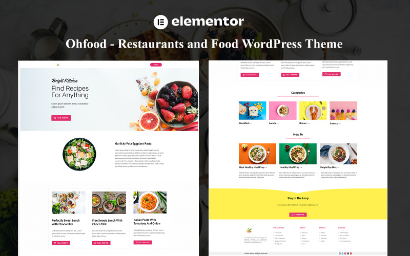 Ohfood - Thème WordPress d'une page pour les restaurants et la nourriture