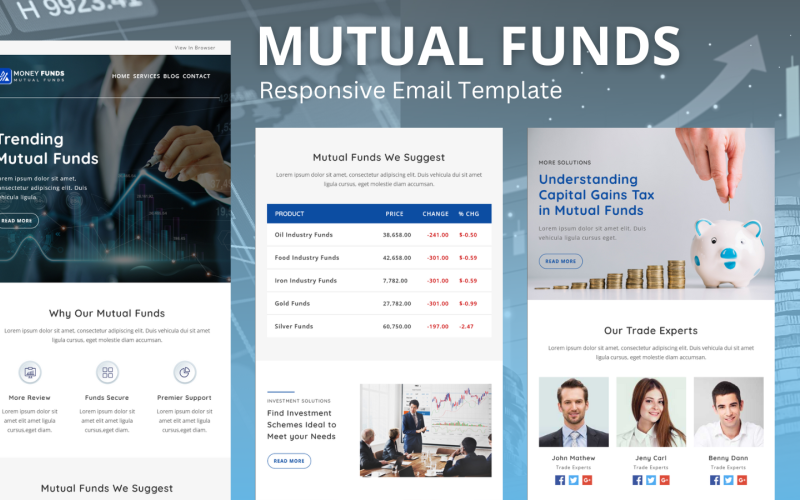 Взаимный фонд — многоцелевой адаптивный шаблон электронной почты