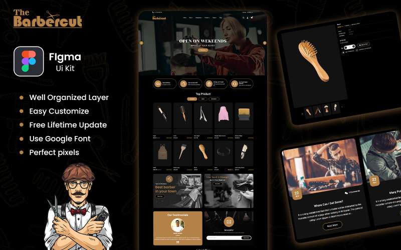Barbercut - 理发师、美发沙龙多用途 Figma Ui 套件