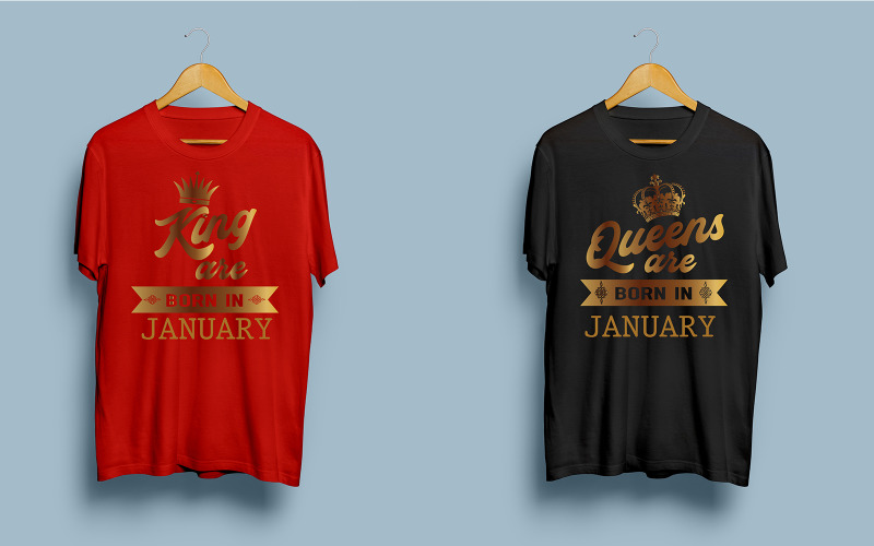 King & Queens T-shirt (månadsnamn kan redigeras)
