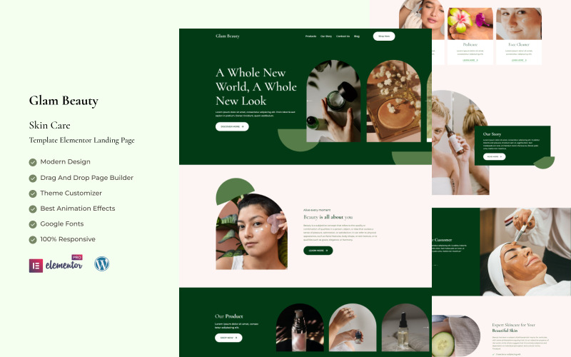 Glam Beauty - Elementor Landing Page