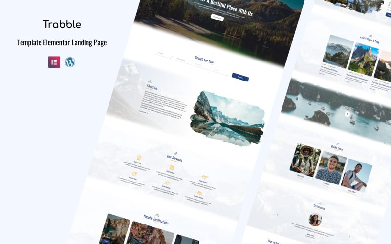 Trabble - цільова сторінка Elementor Tour and Travels